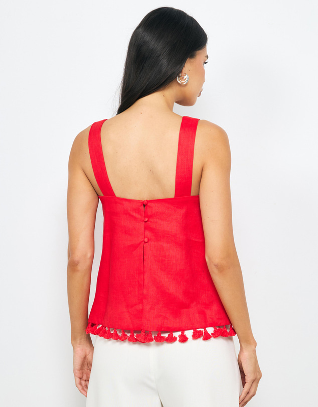 AERE - Lilia Linen Tassel Top