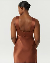 Third Form - Satin Gather Bra Bias Slip Dress