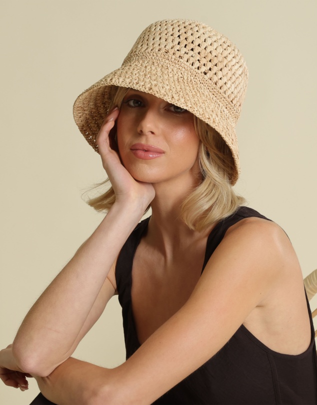 Morgan & Taylor - Coralia Crochet Bucket Hat in Natural