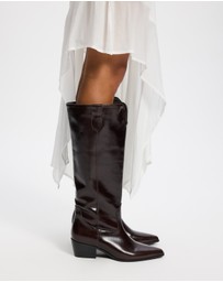 AERE - Rozalia Knee High Leather Cowboy Boots