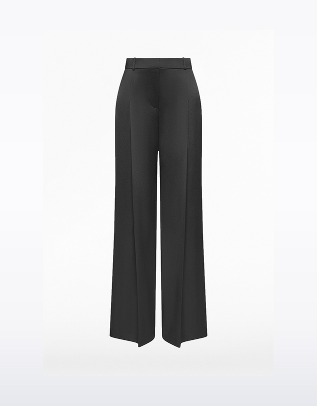Carla Zampatti - Black Satin Acetate Deep Pleat Pant