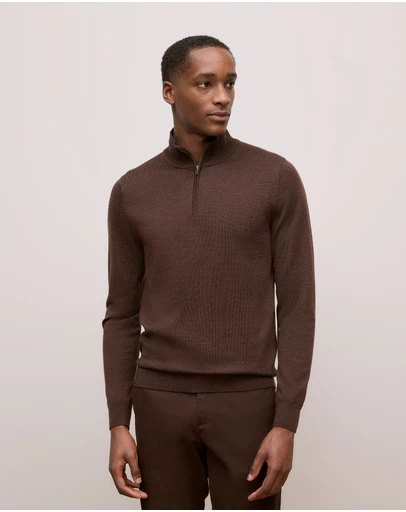 Trenery - Merino Half Zip in Espresso