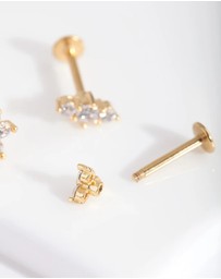 Lovisa - Gold Surgical Steel Flower Flat Back Earring Pack