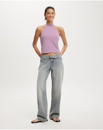 Cotton On - Belted Low Rise Straight Jean