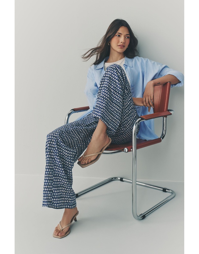 NEXT - Wide Leg Pull-On Linen Blend Trousers