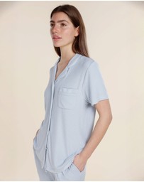 Gingerlilly - Lyon Ribbed Short Sleeve Button Up Top