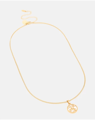 Lovisa - Waterproof Gold Plated Stainless Steel Sagittarius Circle  Zodiac Sign Necklace