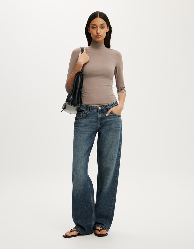 Cotton On - 90S Mock Neck 3/4 Sleeve