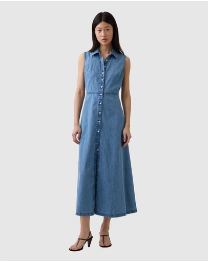 GAP - SL Denim Maxi Shirtdress Med Koda