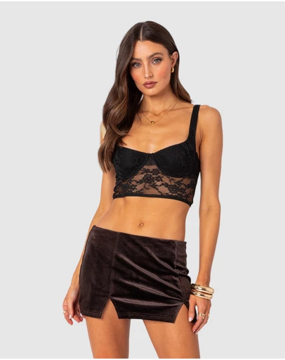 EDIKTED - Aspen Sheer Lace Bra Top