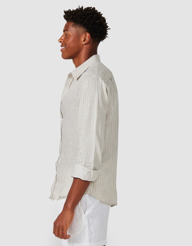 Vacay Swimwear - Brown Stripe Linen Shirt