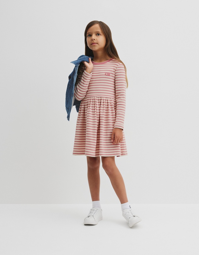 Country Road - Long Sleeve Gathered Rib Dress