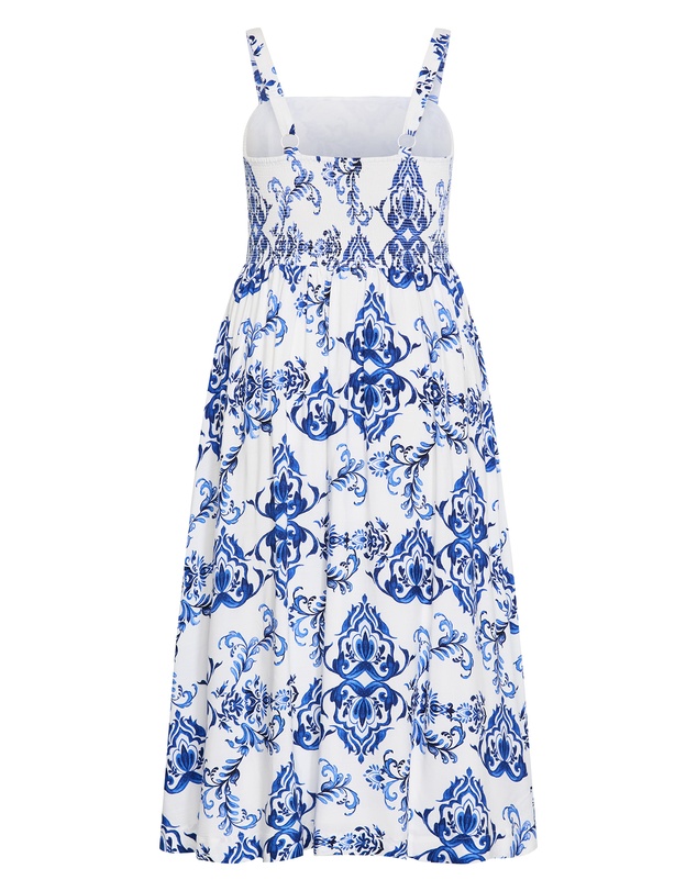City Chic - Plus size Mykonos Print A-line Maxi Dress - white