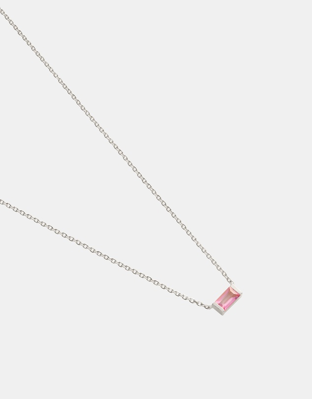 Kirstin Ash - Baguette Birthstone Necklace October Pink Topaz