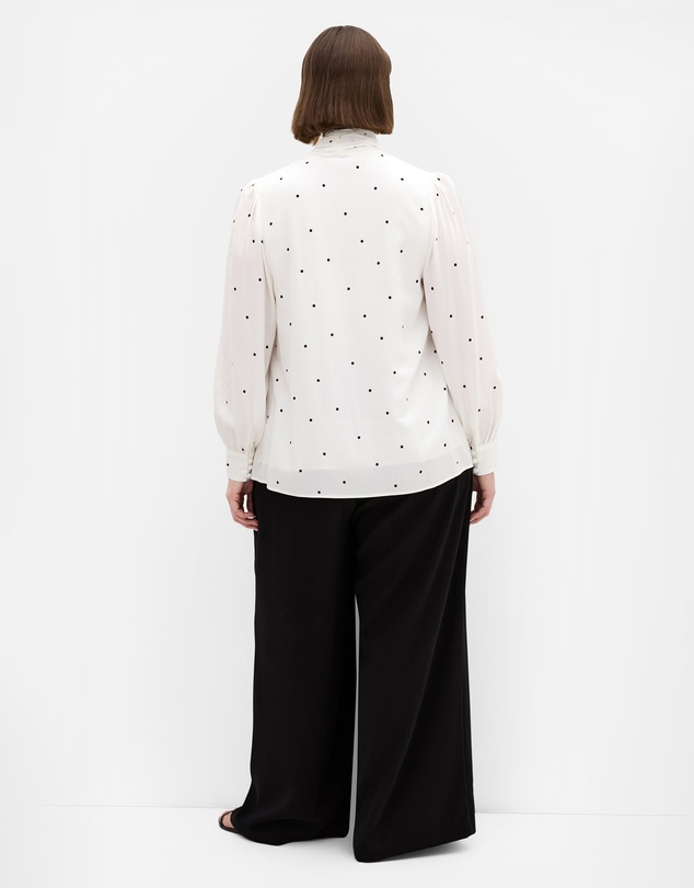 City Chic - Plus size Kensie Spot Neck Tie Top - ivory