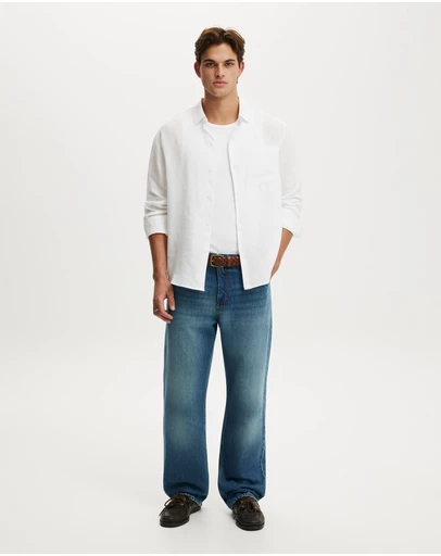 Cotton On - Relaxed Linen Long Sleeve Shirt
