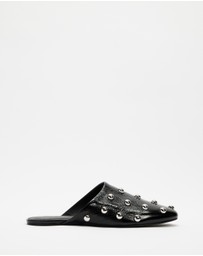 AERE - Lola Leather Stud Flats
