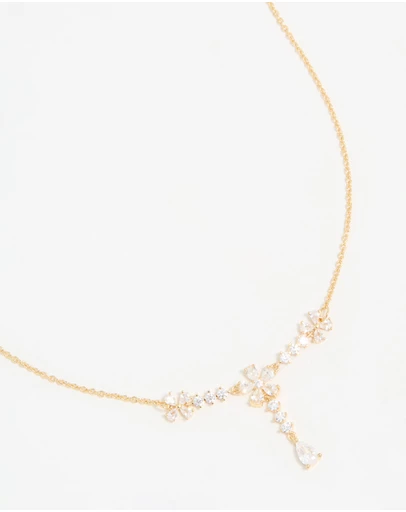 Lovisa - Gold Plated Pearl Flower Trio Y-Necklace