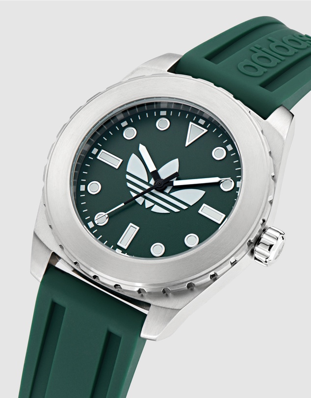 adidas Originals - Discoverer One Steel 44mm Green Silicone Watch