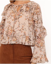 Petal & Pup - Caecilia Frill Top - Beige Floral