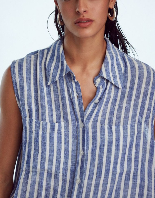 NEXT - Sleeveless Ruched Side Linen Blend Shirt