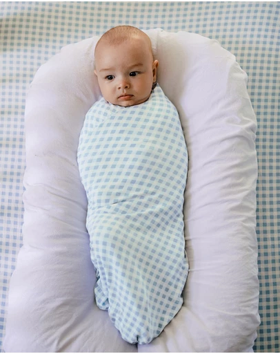 Kynd Baby - Large Stretchy Swaddle in Blue Gingham