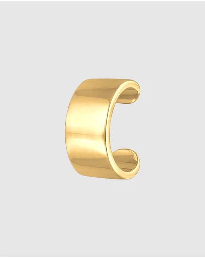 Kuzzoi - ICONIC EXCLUSIVE - Earrings Men Single Earcuff Basic Trend in 925 Sterling Silver Gold Plated