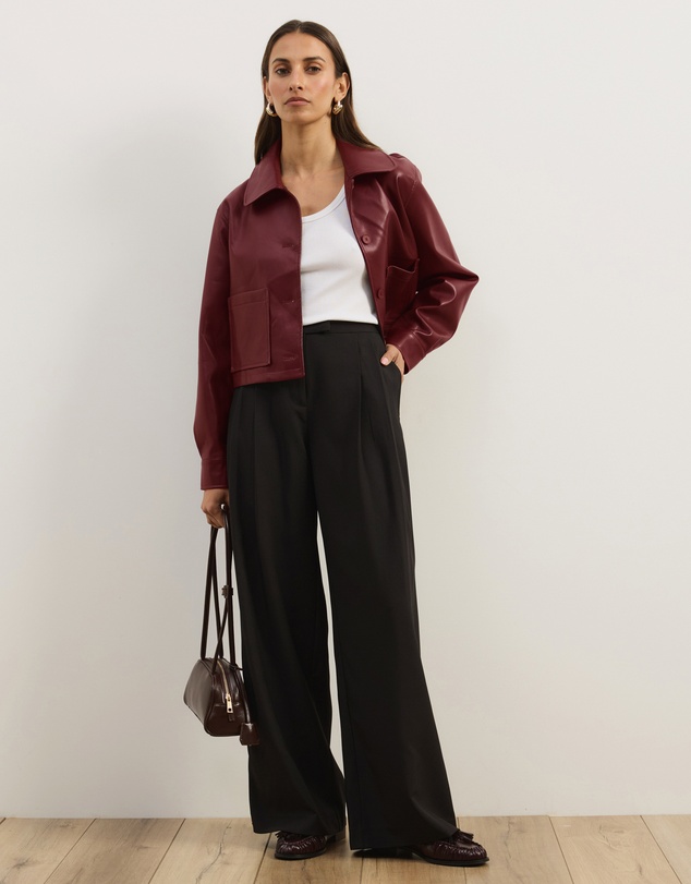 Atmos&Here - Annalise Leather Look Cropped Shacket