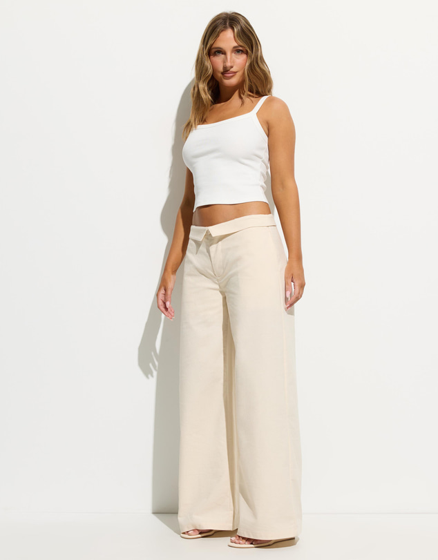 Dazie - Emmet Foldover Waistband Linen Blend Pants