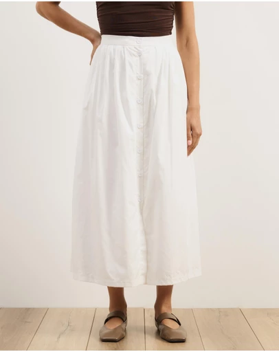 Atmos&Here - Cleo Cotton Button Midi Skirt