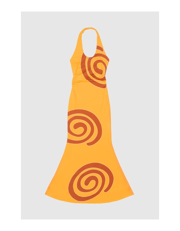 The Wolf Gang - Giro Halter Dress - Tangerine Swirl