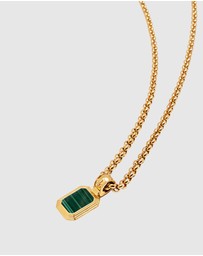 Nialaya Jewellery - Men's Sterling Silver Necklace with Two-in-One Malachite & Black Onyx Pendant