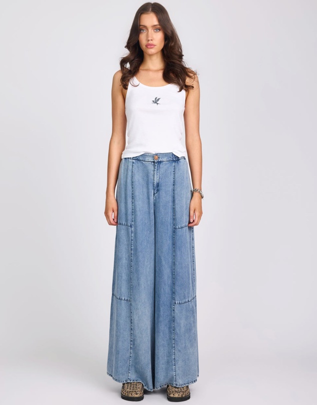 ONE TEASPOON - Marissa Tencel Palazzo Pants - Denim Blue