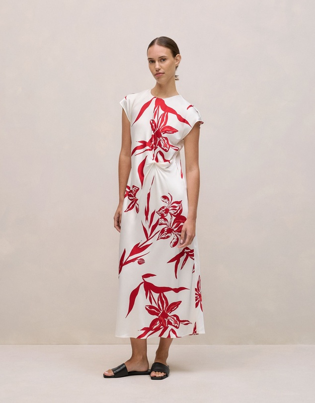 Trenery - Wild Iris Twist Front Column Dress in White