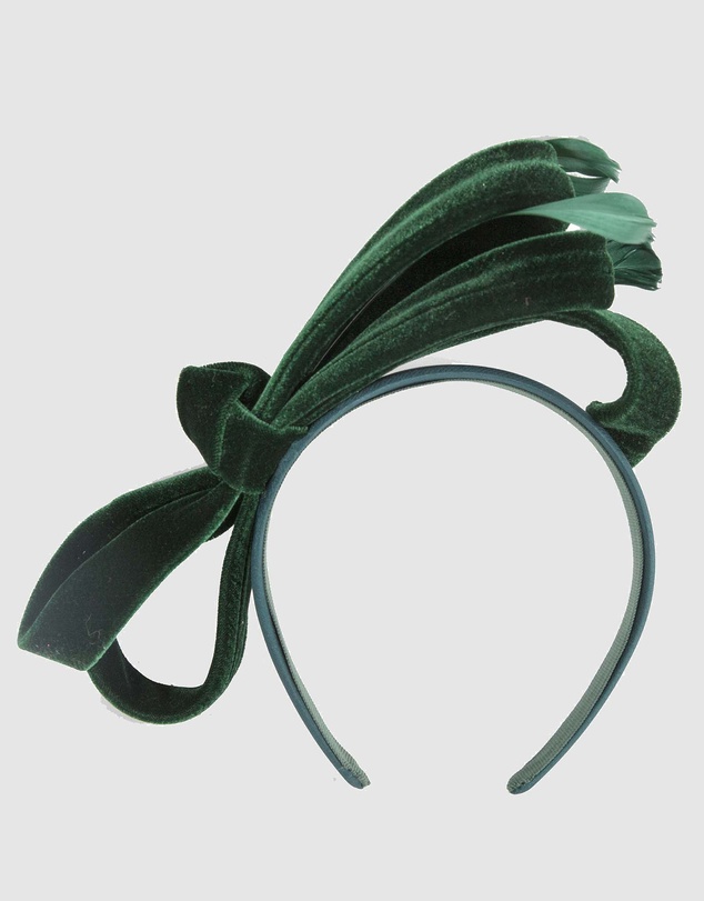 Max Alexander - Large Green Velvet Bow Racing Fascinator