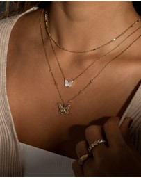 Wanderlust + Co - Butterfly Pearl & Gold Necklace