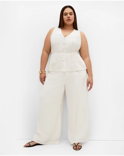 City Chic - Plus size Evani Lined Wide Leg Pant - ivory