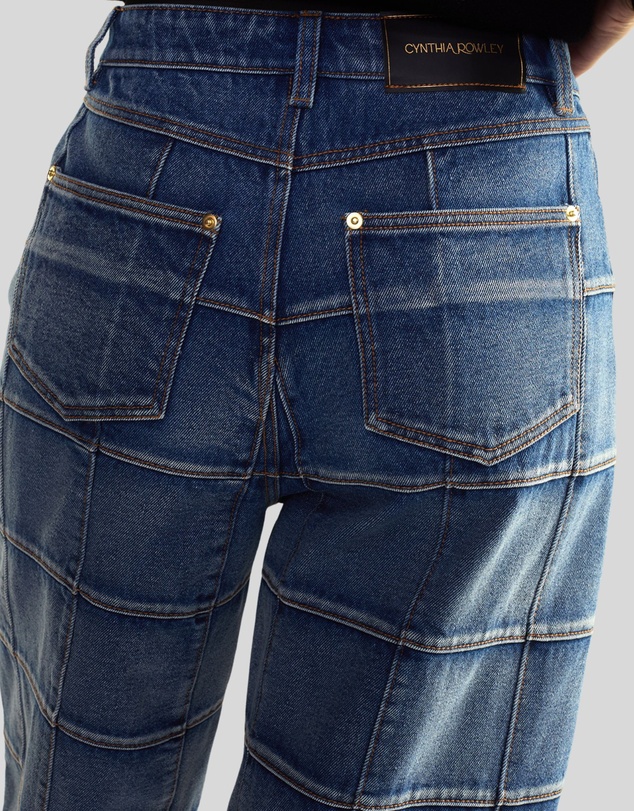 Cynthia Rowley - Windowpane Wide-Leg Jeans