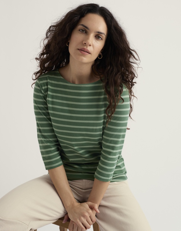 Seasalt - Seasalt Cornwall Green Sailor 3/4 Sleeve Top Jersey