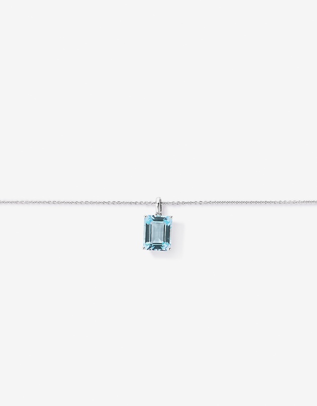 Michael Hill - Emerald Cut Sky Blue Topaz Pendant with Chain in Sterling Silver