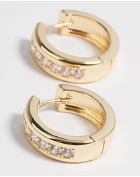 Lovisa - Gold Plated Cubic Zirconia Encased Huggie Earrings