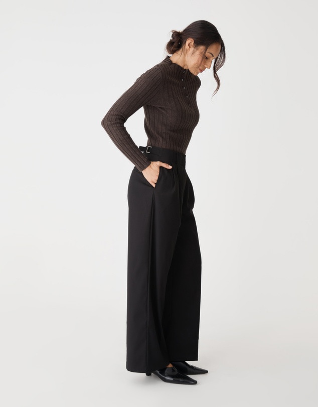Forcast - Inez Mock Neck Henley Knit