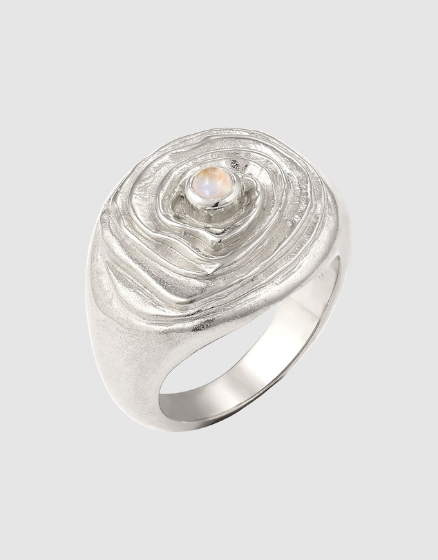 Haze & Glory - ICONIC EXCLUSIVE - Ring Swirly Dome Moonstone - Silver