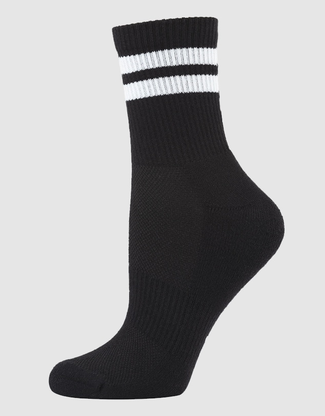 Pussyfoot - 6 Pack Unisex Striped Sport Quarter Crew Socks Bamboo Blend & Arch Support