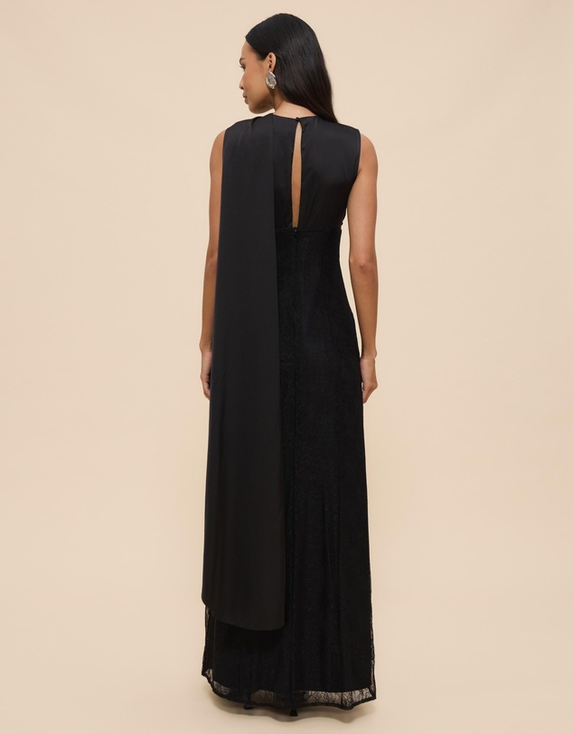 Revibe - Repaired CHANCERY Nia Self Scarf Satin and Lace Maxi Dress - AU 14
