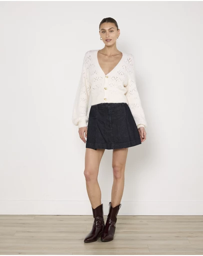 Cirkular - Pre-Loved - Oroton Denim Pleat Skirt