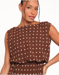 Petal & Pup - Kimberly Mini Dress - Brown Polka Dot