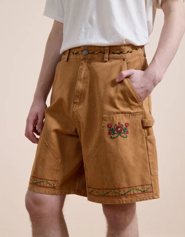 Found - Canvas Embroidered Shorts
