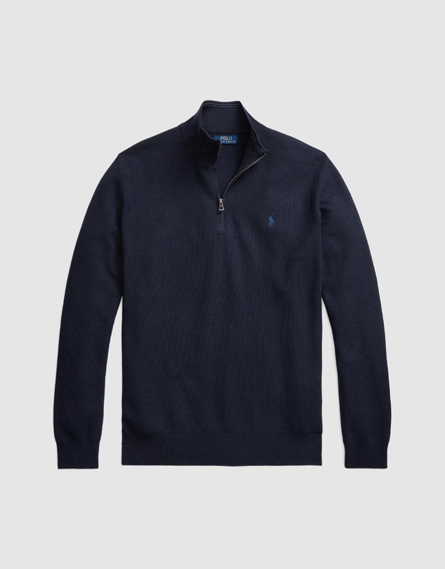Polo Ralph Lauren - ICONIC EXCLUSIVE - Big & Tall Mesh-Knit Cotton Quarter-Zip Sweater