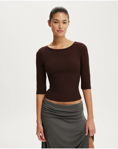 Cotton On - Boat Neck 3/4 Sleeve Top